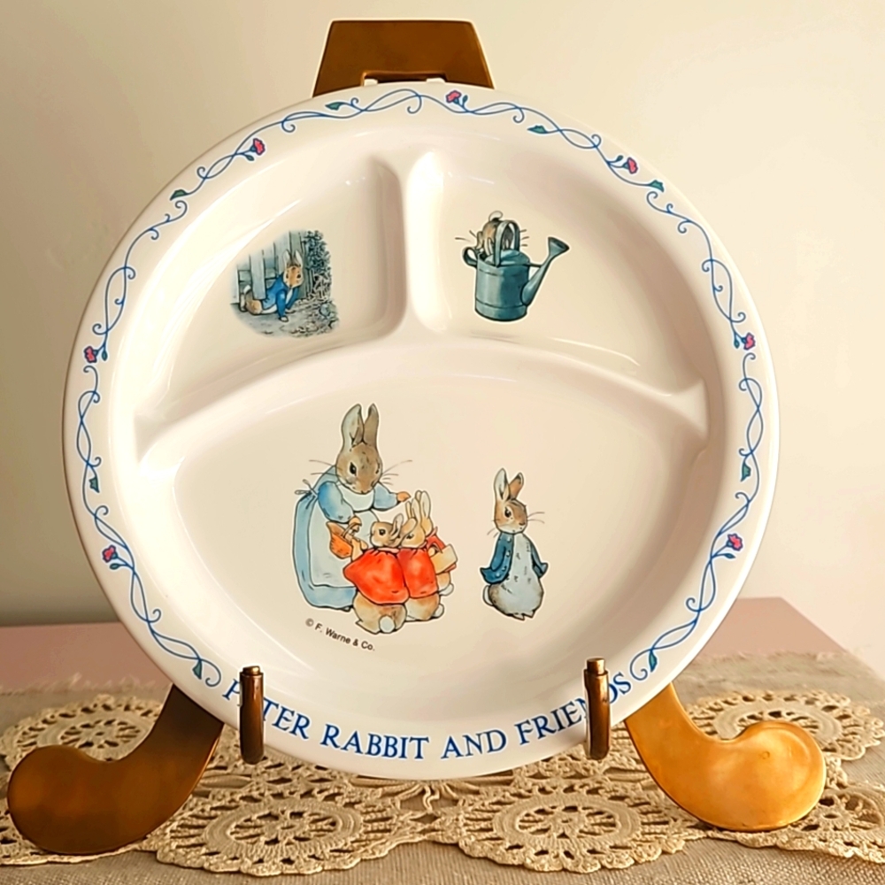🌟 Vintage "Peter Rabbit and Friends" Divided Toddler Plate - Beatrix Potter